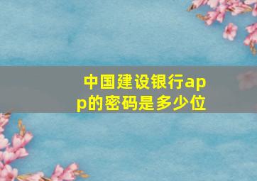 中国建设银行app的密码是多少位