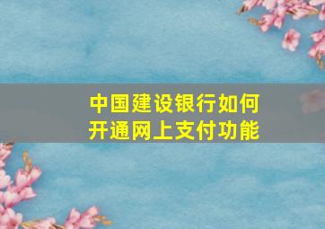 中国建设银行如何开通网上支付功能