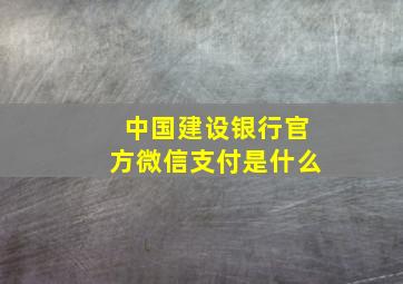 中国建设银行官方微信支付是什么