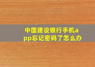 中国建设银行手机app忘记密码了怎么办