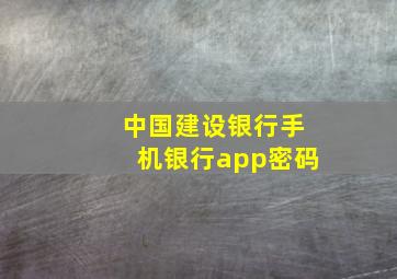 中国建设银行手机银行app密码