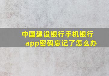 中国建设银行手机银行app密码忘记了怎么办