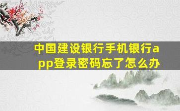 中国建设银行手机银行app登录密码忘了怎么办