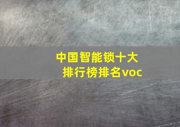 中国智能锁十大排行榜排名voc