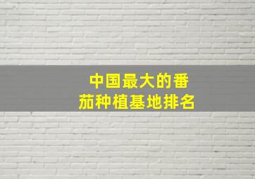 中国最大的番茄种植基地排名