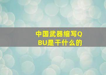 中国武器缩写QBU是干什么的