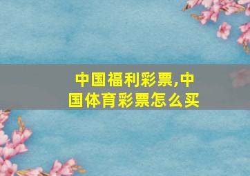 中国福利彩票,中国体育彩票怎么买