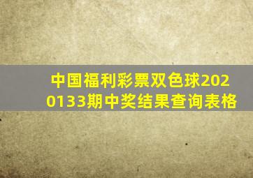 中国福利彩票双色球2020133期中奖结果查询表格