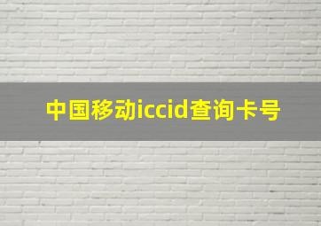 中国移动iccid查询卡号