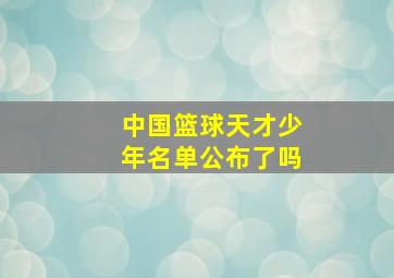 中国篮球天才少年名单公布了吗