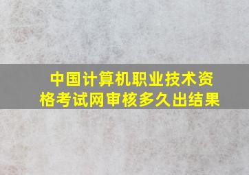 中国计算机职业技术资格考试网审核多久出结果