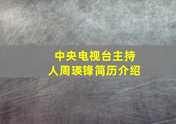 中央电视台主持人周瑛锋简历介绍