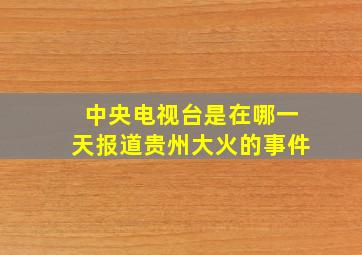 中央电视台是在哪一天报道贵州大火的事件