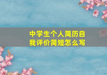 中学生个人简历自我评价简短怎么写