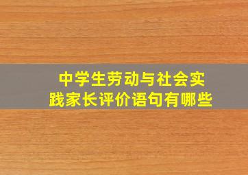 中学生劳动与社会实践家长评价语句有哪些