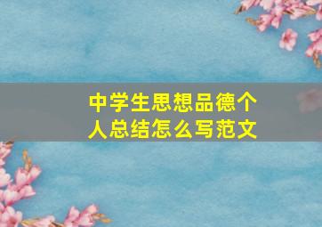 中学生思想品德个人总结怎么写范文