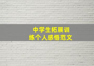 中学生拓展训练个人感悟范文