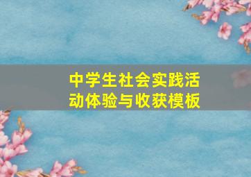 中学生社会实践活动体验与收获模板