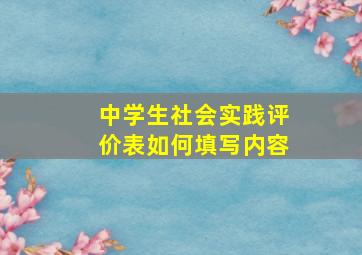 中学生社会实践评价表如何填写内容