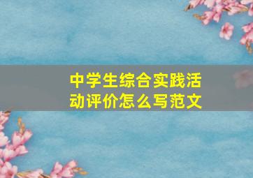 中学生综合实践活动评价怎么写范文