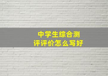 中学生综合测评评价怎么写好