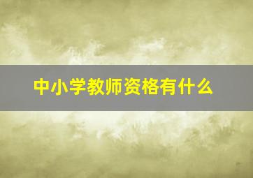 中小学教师资格有什么