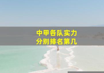 中甲各队实力分别排名第几