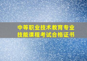 中等职业技术教育专业技能课程考试合格证书