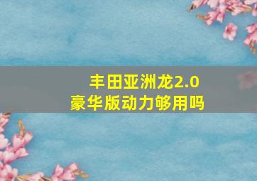 丰田亚洲龙2.0豪华版动力够用吗