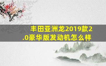 丰田亚洲龙2019款2.0豪华版发动机怎么样