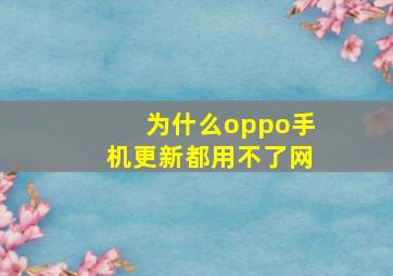 为什么oppo手机更新都用不了网