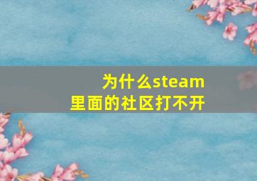 为什么steam里面的社区打不开