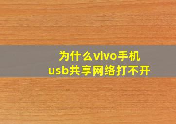 为什么vivo手机usb共享网络打不开