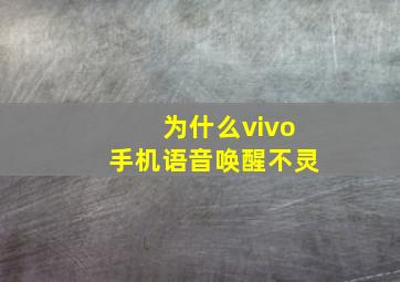 为什么vivo手机语音唤醒不灵