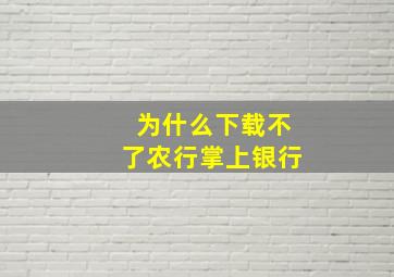 为什么下载不了农行掌上银行