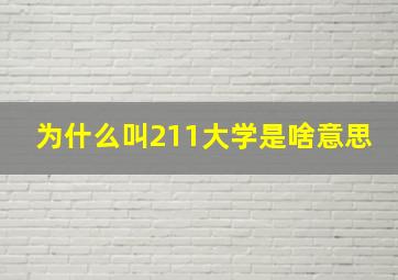 为什么叫211大学是啥意思