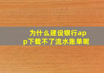 为什么建设银行app下载不了流水账单呢