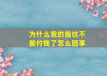 为什么我的指纹不能付钱了怎么回事