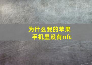 为什么我的苹果手机里没有nfc