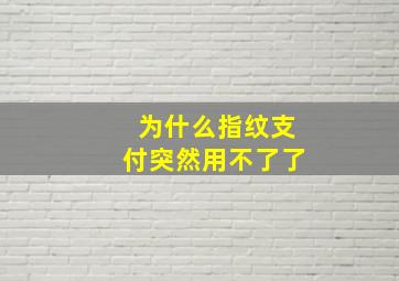 为什么指纹支付突然用不了了