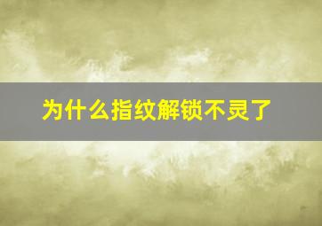 为什么指纹解锁不灵了