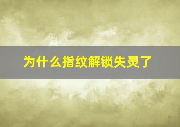 为什么指纹解锁失灵了