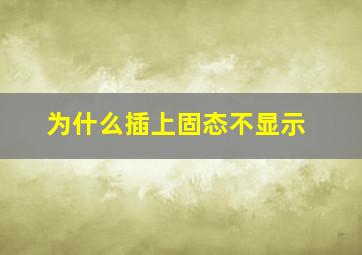 为什么插上固态不显示