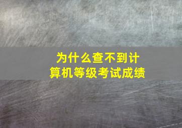 为什么查不到计算机等级考试成绩