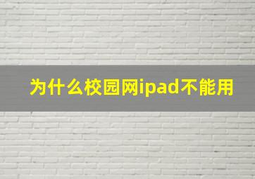 为什么校园网ipad不能用