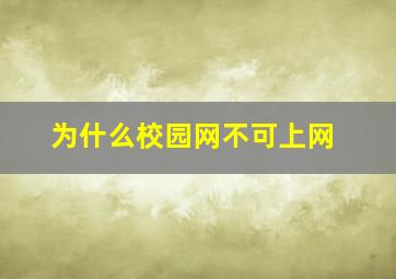 为什么校园网不可上网