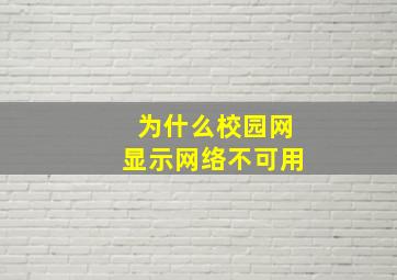 为什么校园网显示网络不可用