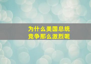 为什么美国总统竞争那么激烈呢