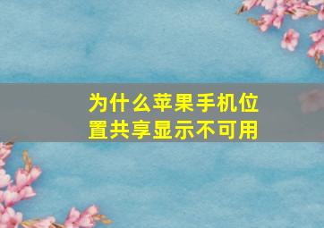 为什么苹果手机位置共享显示不可用