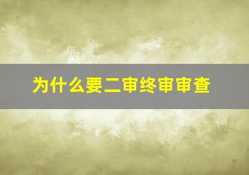 为什么要二审终审审查